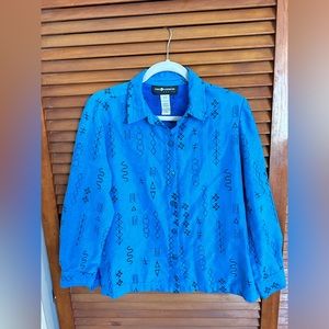 Vintage Sag Harbor Petite Blouse with unique abstract print size 6P